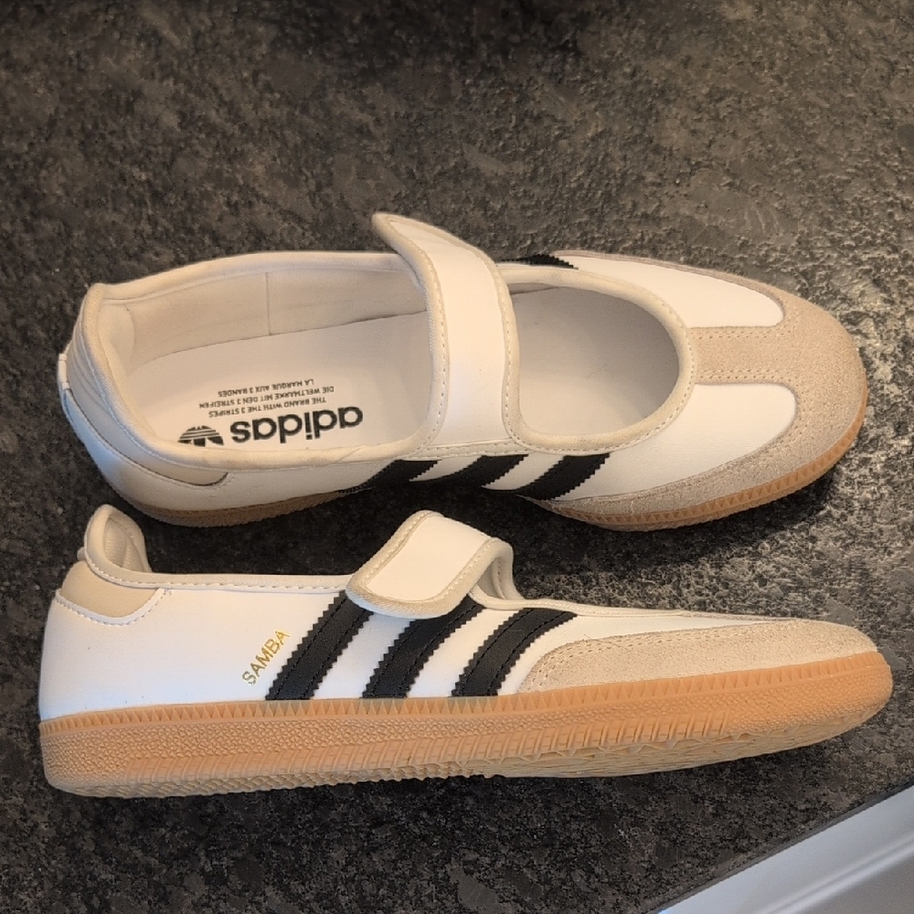 adidas Samba Mary Jane Flats in White, Black & Gum